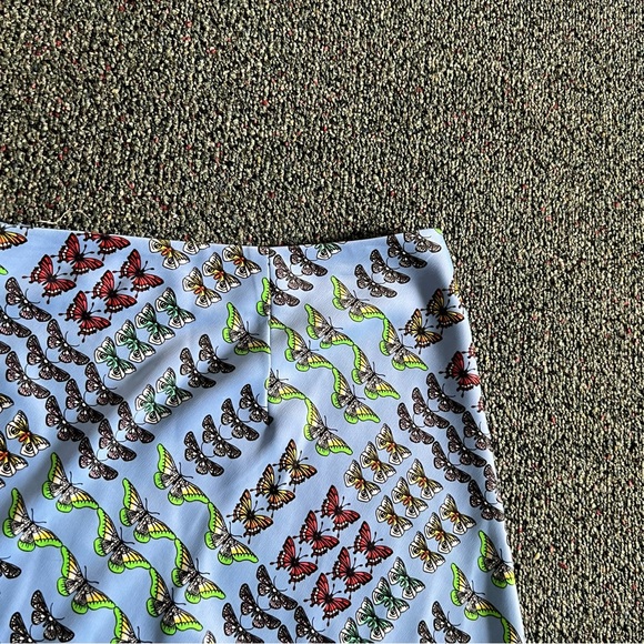 Urban Outfitters Monarch Butterfly Blue & Colorful Rainbow Modest Midi Skirt L - Picture 11 of 16